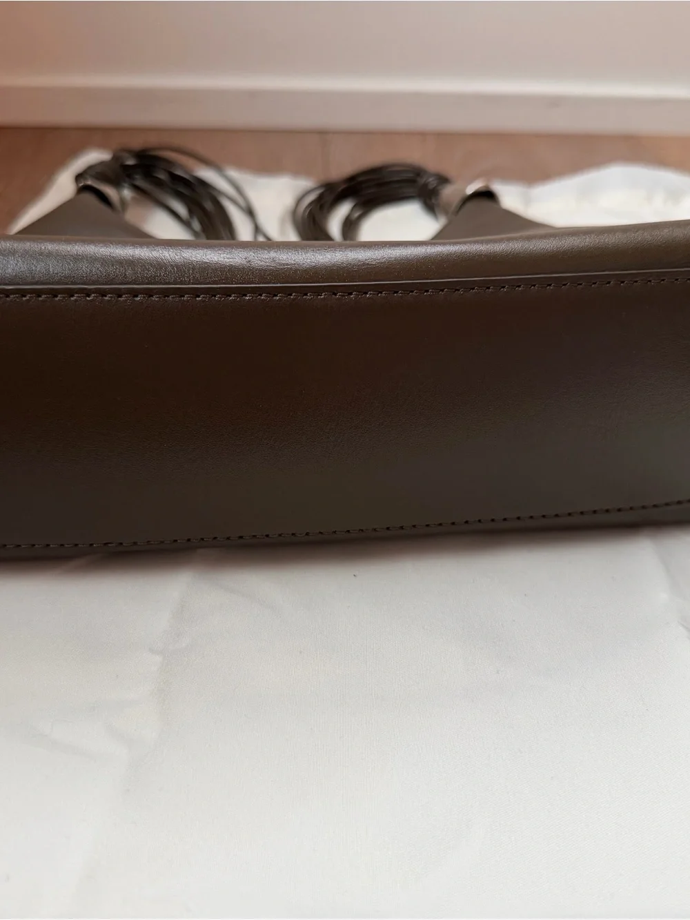 STAUD Olive Green Leather Knotted-Handle Hobo with Silver Accents